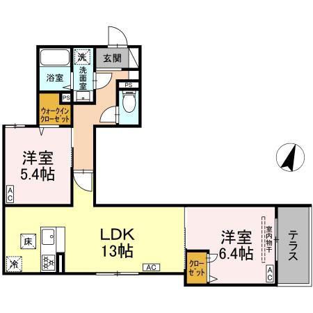 セレスティア鷺宮II(2LDK/1階)の間取り写真