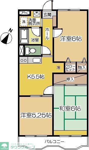 ランバーパート7(2LDK/3階)の間取り写真
