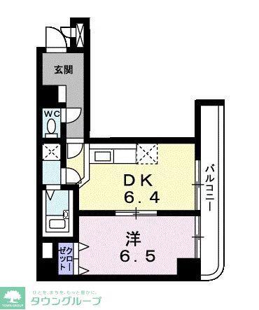 東上町林ビル(1DK/5階)の間取り写真
