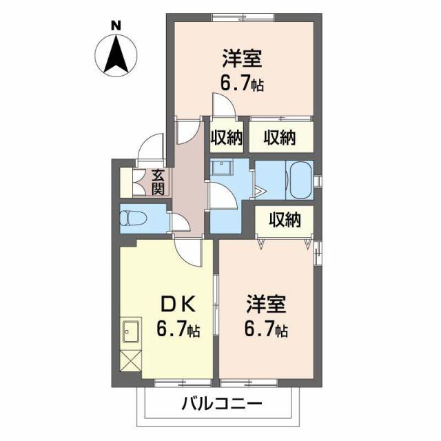 第6メゾン勝沼(2DK/2階)の間取り写真