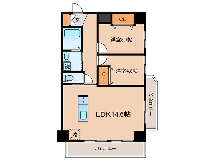 サント・コア目黒(2LDK/3階)の間取り写真