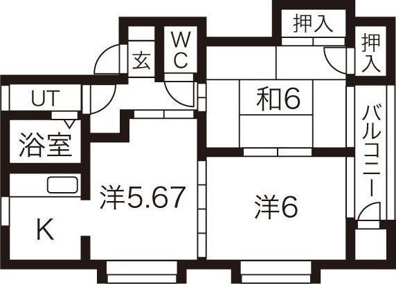 タウンハウスヨシダF1(2SDK/2階)の間取り写真