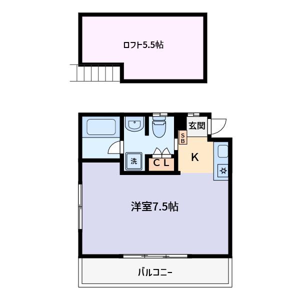 ヒロセハウス(1K/2階)の間取り写真