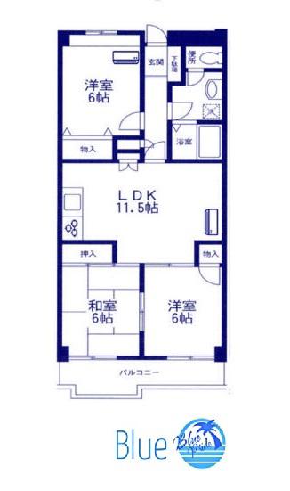 サンプラザ湘南(3LDK/6階)の間取り写真