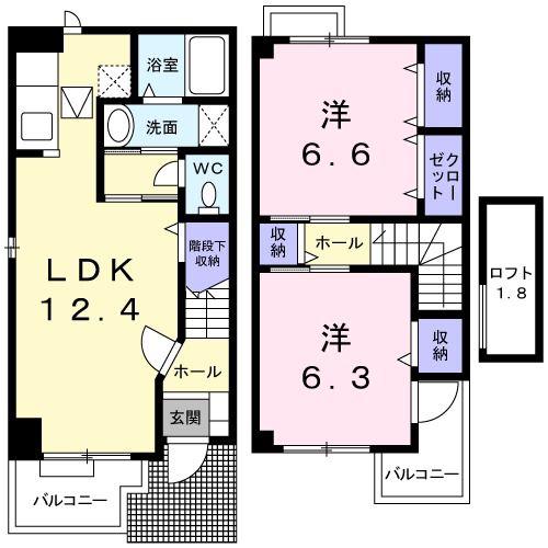 ソレイユ A(2LDK/1階)の間取り写真