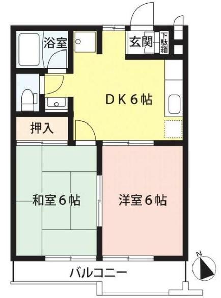 ロキシー・ヴィル川口A(2DK/3階)の間取り写真