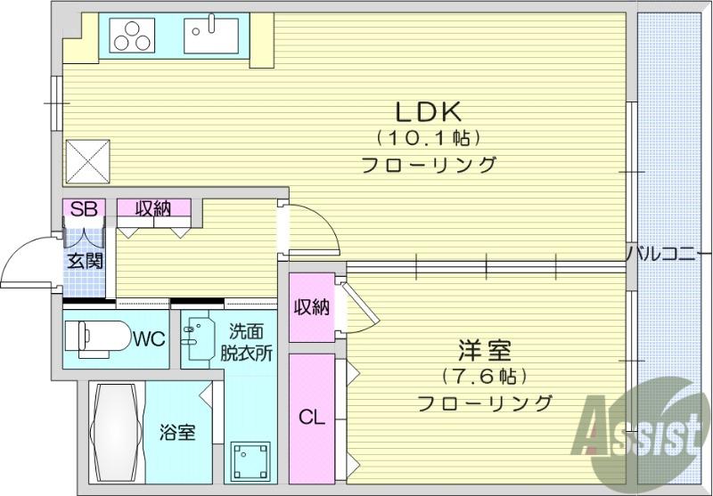 310エスペランサ(1LDK/4階)の間取り写真