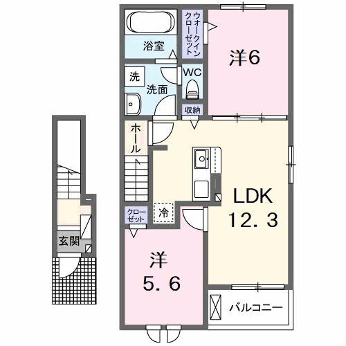クララボージャ A(2LDK/2階)の間取り写真