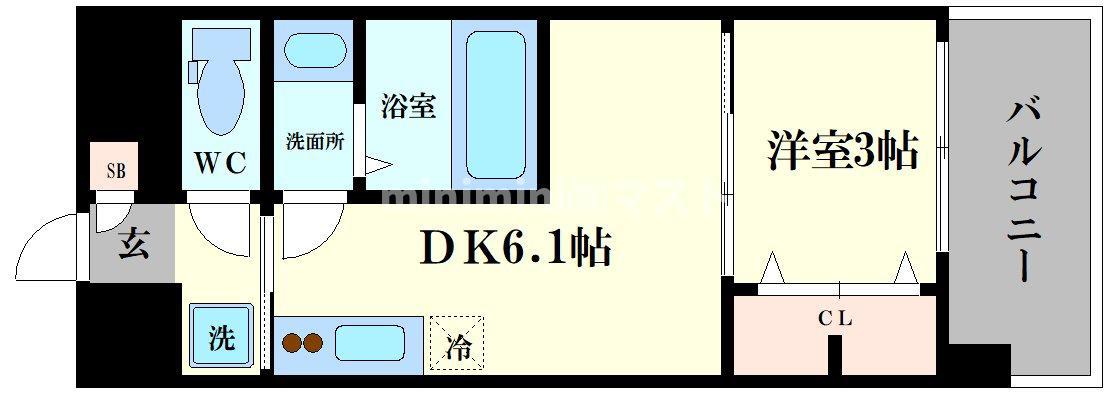 DIMORA難波(1DK/5階)の間取り写真