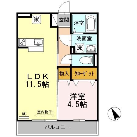ローゼスポート港町B(1LDK/1階)の間取り写真