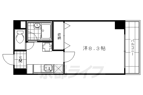 ハウスセゾン四条通(1K/9階)の間取り写真