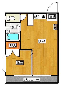 フレグランス徳山(1LDK/2階)の間取り写真