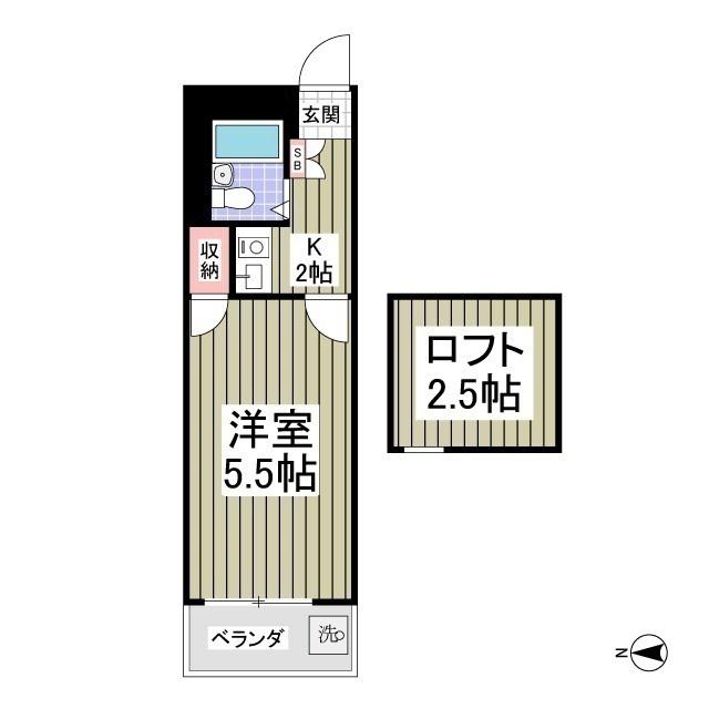 アルトーロ蒲生II(1K/2階)の間取り写真