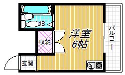 杉村ハイツI(ワンルーム/3階)の間取り写真