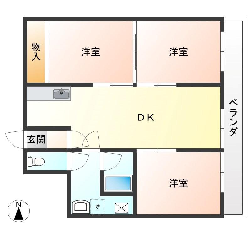 チサンマンション宇都宮第5(3DK/4階)の間取り写真