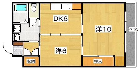 富田マンション(2DK/2階)の間取り写真