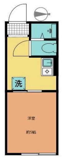 LANDSITZ六町(1K/1階)の間取り写真