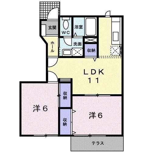 グランシャリオトム(2LDK/1階)の間取り写真