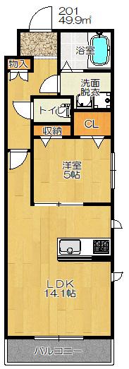 シャーメゾンプレセンタ(1LDK/2階)の間取り写真