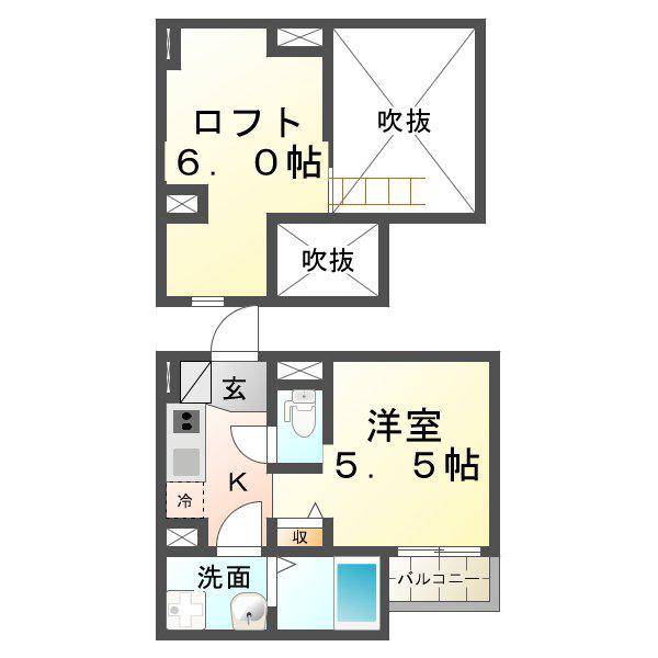 ほっとスマイル(1K/1階)の間取り写真