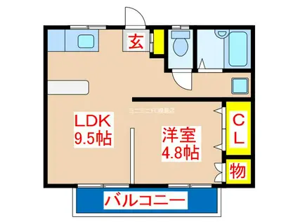 サウスヴリーズ隼人(1LDK/2階)の間取り写真