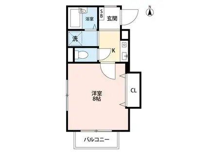 アクール藤(1K/2階)の間取り写真