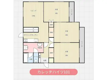 カレッヂハイツ(3LDK/1階)の間取り写真