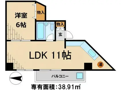 第二松戸グリーンハイツ(1LDK/4階)の間取り写真