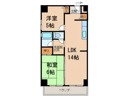 マンションポローニア(2LDK/3階)の間取り写真