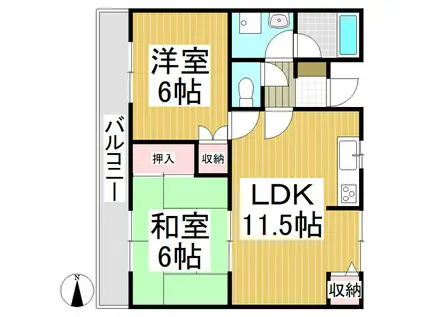 サクレ・ヴェール(2LDK/2階)の間取り写真