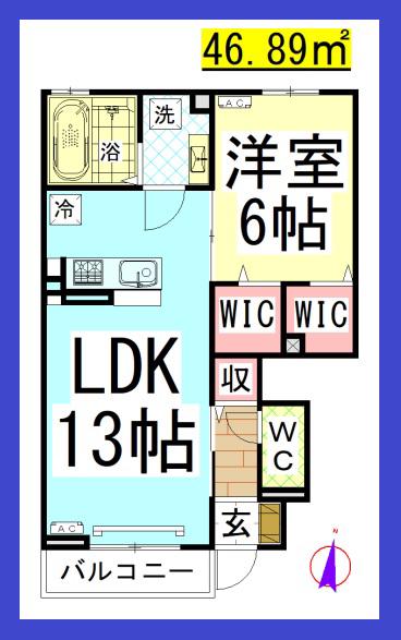 DLウィル湘南台 (1LDK/1階)の間取り写真