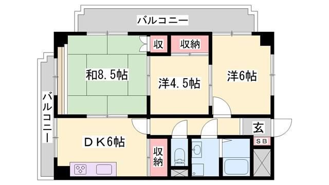 コーポ龍野(3DK/2階)の間取り写真