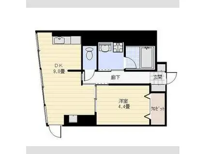 ロイヤル礎(1DK/5階)の間取り写真