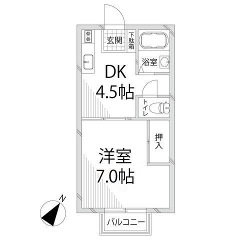 カーサT(1DK/1階)の間取り写真