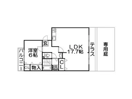 メルベイユ亀岡(1LDK/1階)の間取り写真