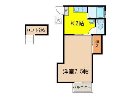 アートインフレグランスIII(1K/2階)の間取り写真