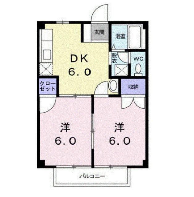 レグルスB(2DK/2階)の間取り写真