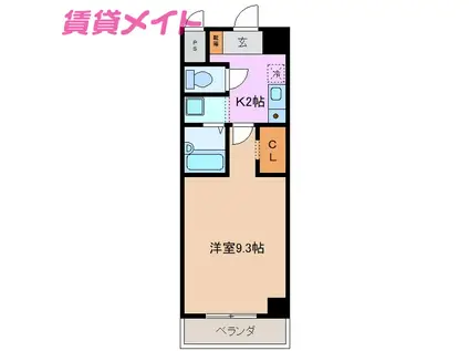 WILL DO 四日市白須賀(1K/11階)の間取り写真