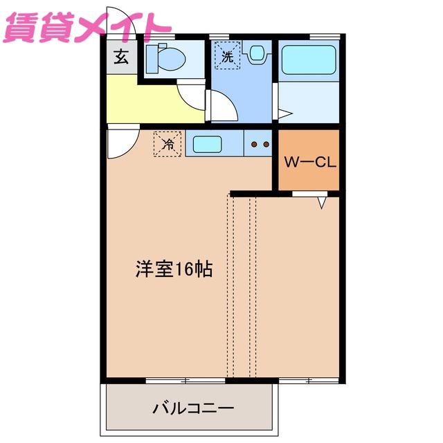 パインヒルズ(ワンルーム/2階)の間取り写真