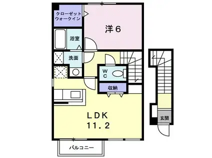 ウィッシュI(1LDK/2階)の間取り写真