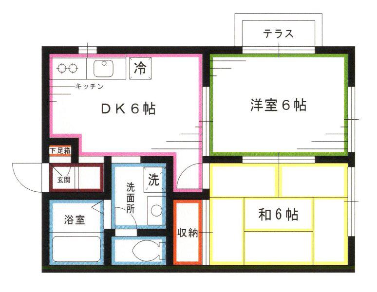 ルネ・マツトシ(2DK/2階)の間取り写真