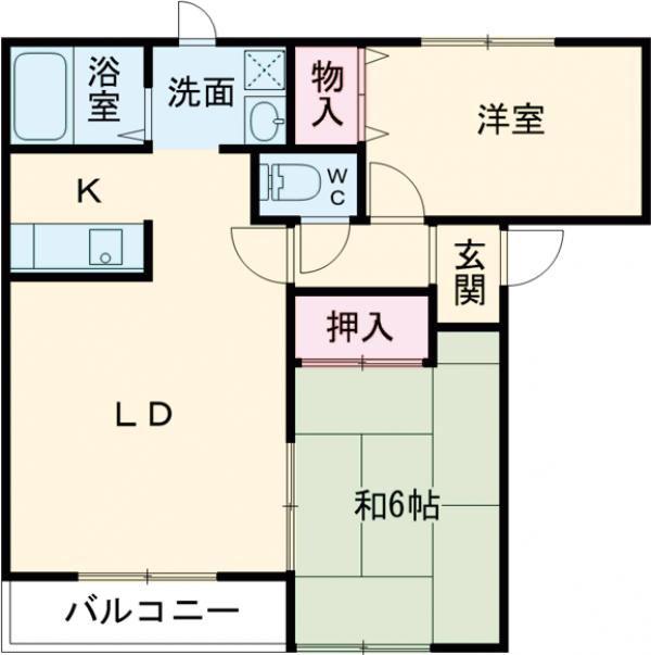 ファジーアドザックスA棟(2LDK/2階)の間取り写真