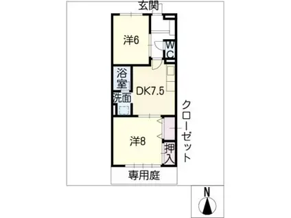 ノイブルクハイツ(2DK/1階)の間取り写真