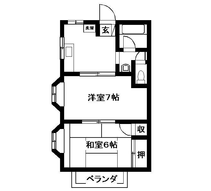 メゾンクリーン(2DK/2階)の間取り写真
