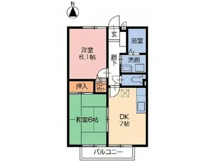 フォブール梶尾 B棟(2DK/1階)の間取り写真
