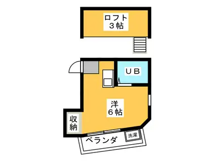 ハウス浅間(ワンルーム/1階)の間取り写真
