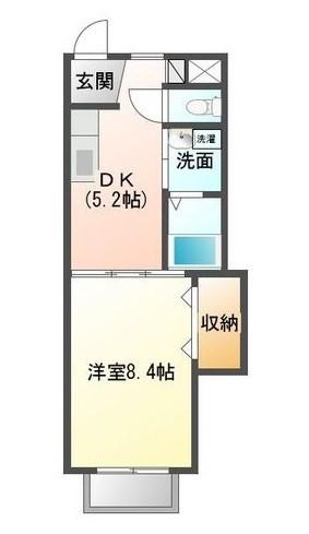 フレシールメゾン(1DK/2階)の間取り写真