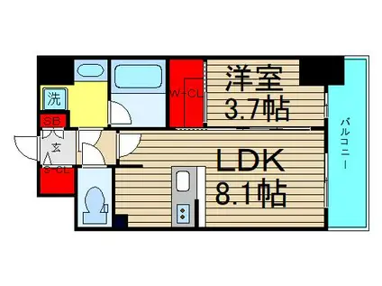 レオンコンフォート難波クレア(1LDK/13階)の間取り写真