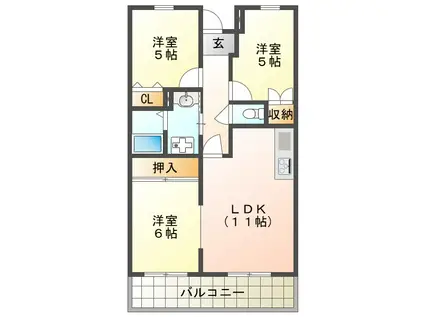 ガーデンハイツ桃山台壱(3LDK/1階)の間取り写真