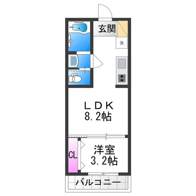 CASA南巽ウエスト(1LDK/2階)の間取り写真